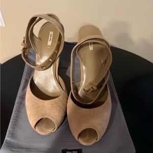 Miu Miu Tan Peep-Toe Women's Shoes